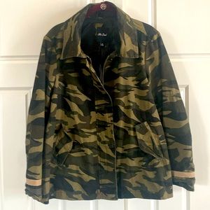 Me Jane Camo women’s jacket with embroidery /sequin sparrow on the back.